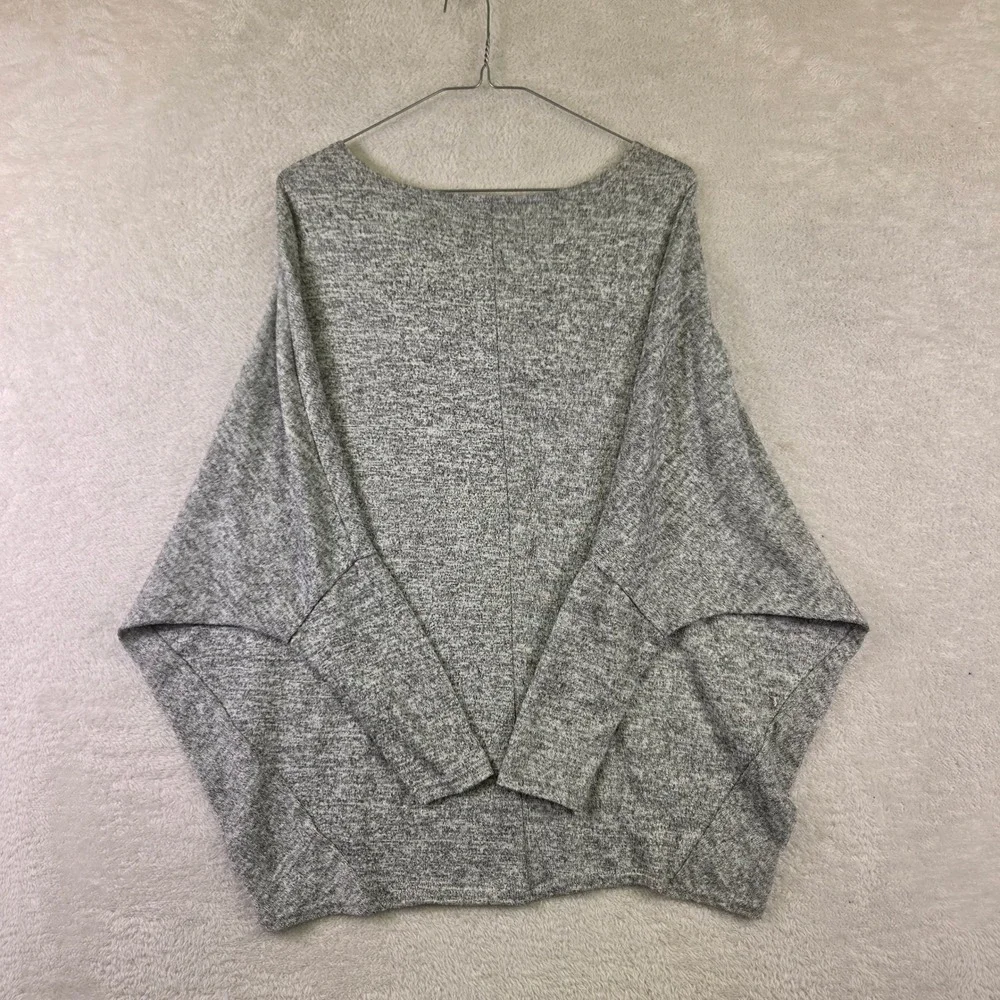 Beach Womens Grey Heathered Dolman Sleeve Knit Top Oversized L